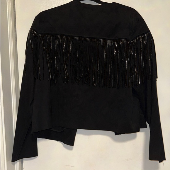Zara Black faux suede Fringe Women's jacket - Picture 4 of 6
